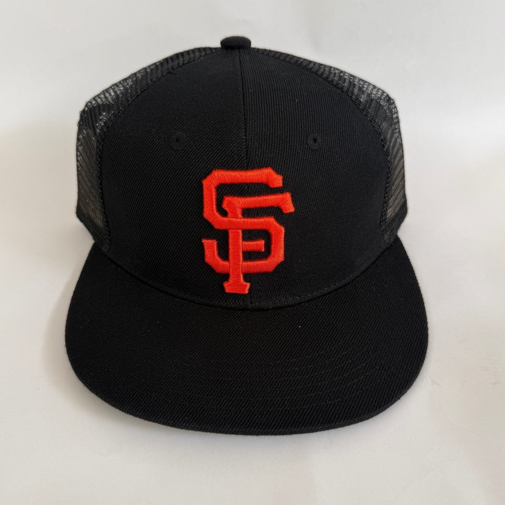 San Francisco Giants SF Black Trucker Hat Snapback Mesh Baseball Cap NEW